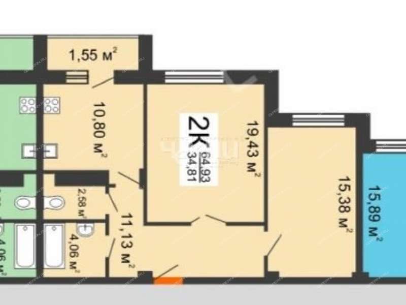 двухкомнатная квартира на улице Родионова дом 191 к1