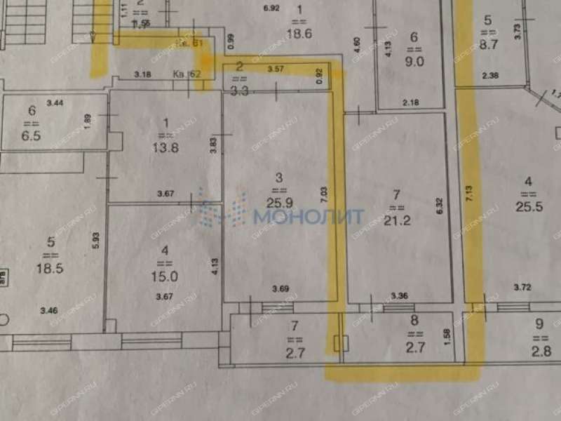 трёхкомнатная квартира на улице Короленко дом 19б