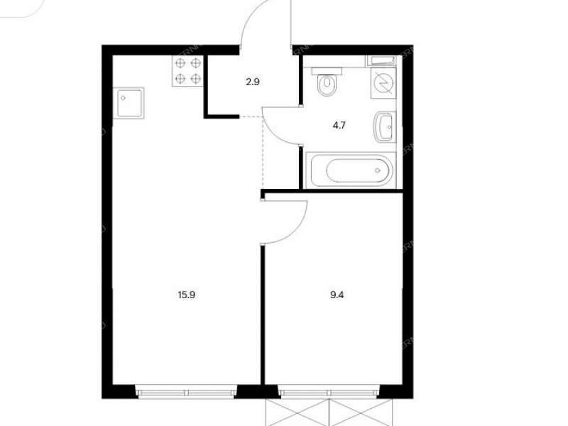 однокомнатная квартира на улице Небесная дом 1 деревня Утечино