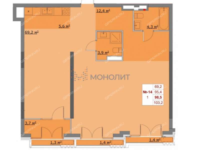 двухкомнатная квартира в новостройке на Октябрьской улице дом 21