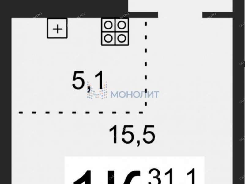 квартира-студия на проспекте Гагарина дом 99 к2