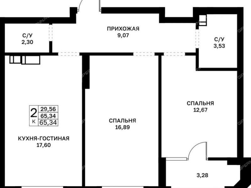 двухкомнатная квартира в новостройке в границах улиц Страж Революции, Гвардейцев, 50-летия Победы, Евгения Никонова, 17