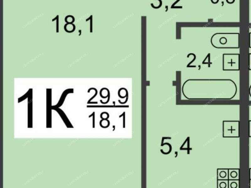 однокомнатная квартира на улице Федосеенко дом 13