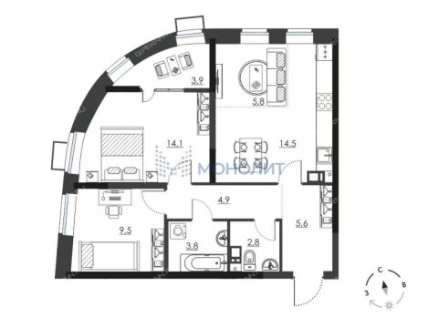 3-komnatnaya-ul-vitebskaya-25 фото