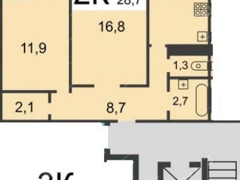 двухкомнатная квартира на улице Тропинина дом 57