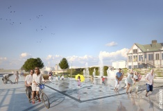 Новая Нижне-Волжская набережная: велодорожка, фуд-корт и сцена на воде