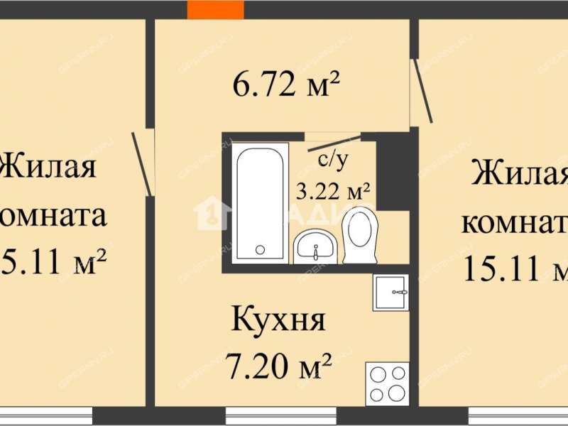 двухкомнатная квартира на проспекте Кораблестроителей дом 52