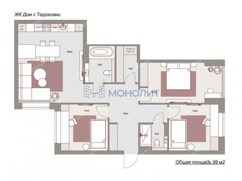 четырёхкомнатная квартира на Малой Ямской улице дом 22