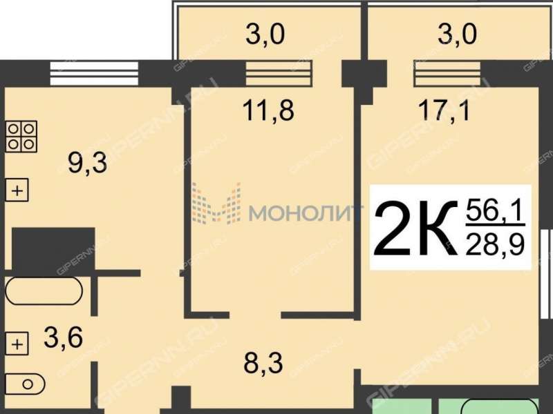 двухкомнатная квартира на Краснозвёздной улице дом 7