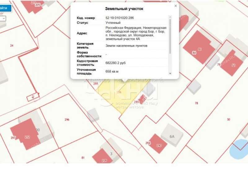 земельный участок 6,5 сотки Молодежная посёлок Неклюдово