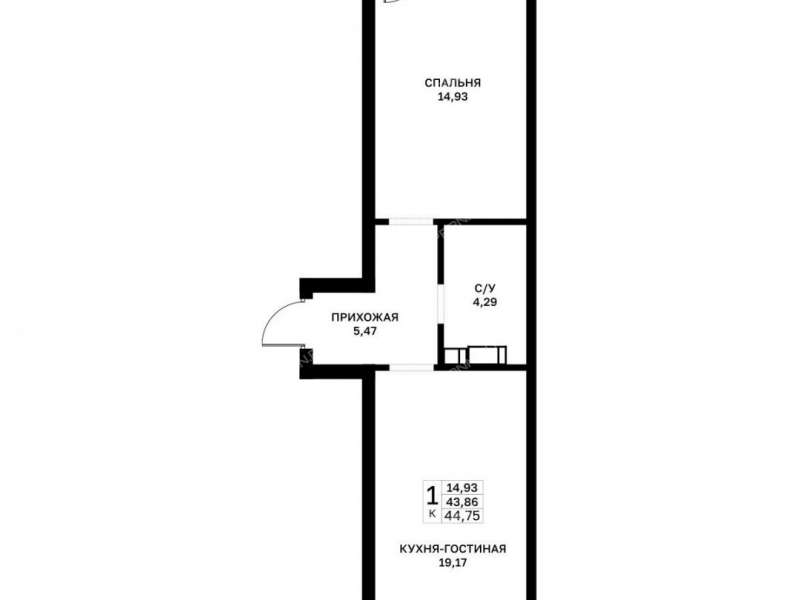 однокомнатная квартира в новостройке в границах улиц Страж Революции, Гвардейцев, 50-летия Победы, Евгения Никонова, 17