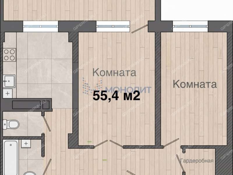 двухкомнатная квартира на Вятской улице дом 1